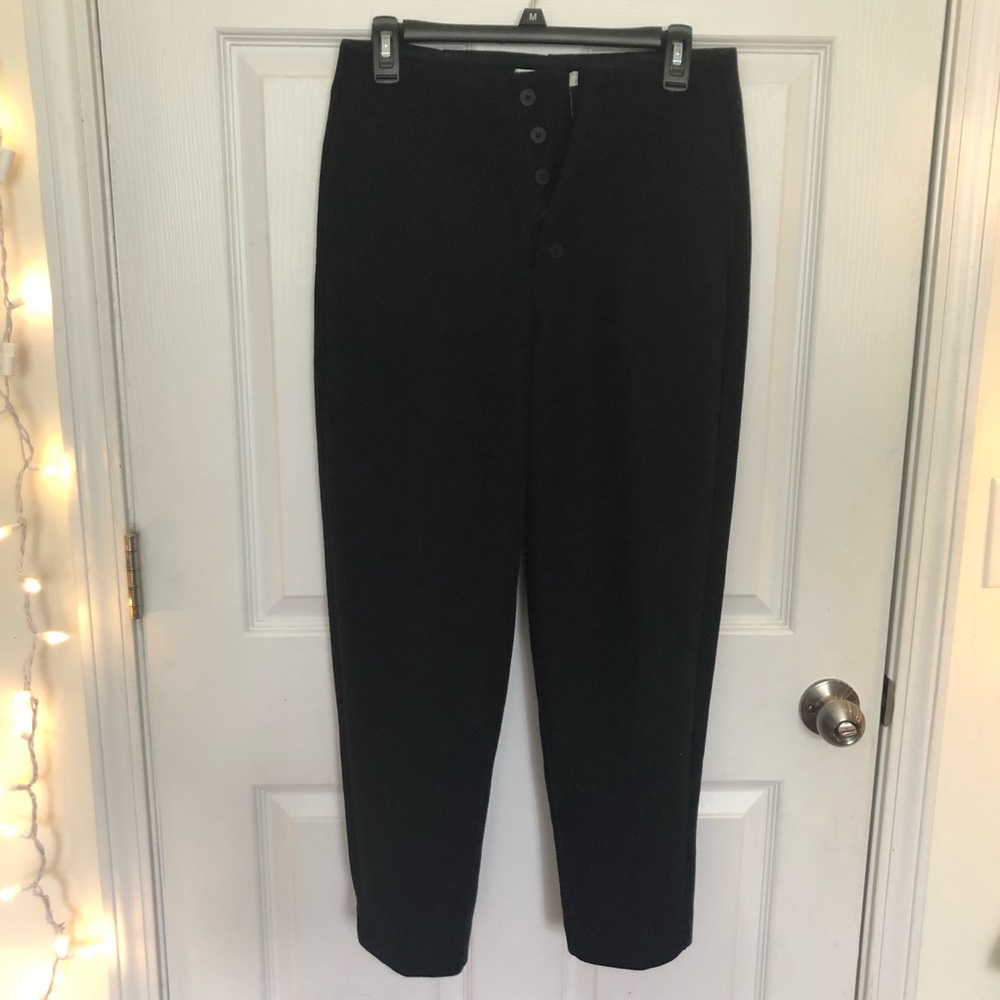 New navy soft buttoned trousers